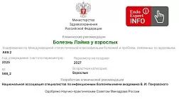 Болезнь Лайма у взрослых. Взрослые. Клинические рекомендации 2025 - 2027